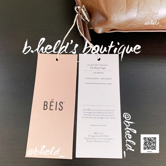 BÉIS The Cosmetic Pouch Set in Maple Brown Brand New NWT - Picture 2 of 16